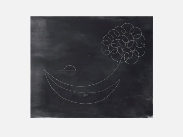 灰色の花と夕日