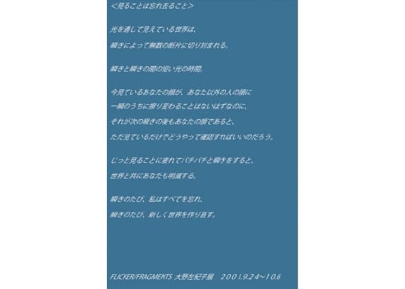FLICKER / FRAGMENTS  大野左紀子 展