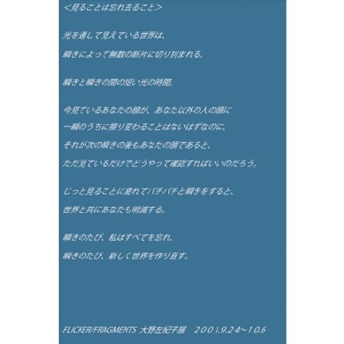 FLICKER / FRAGMENTS 大野左紀子 展